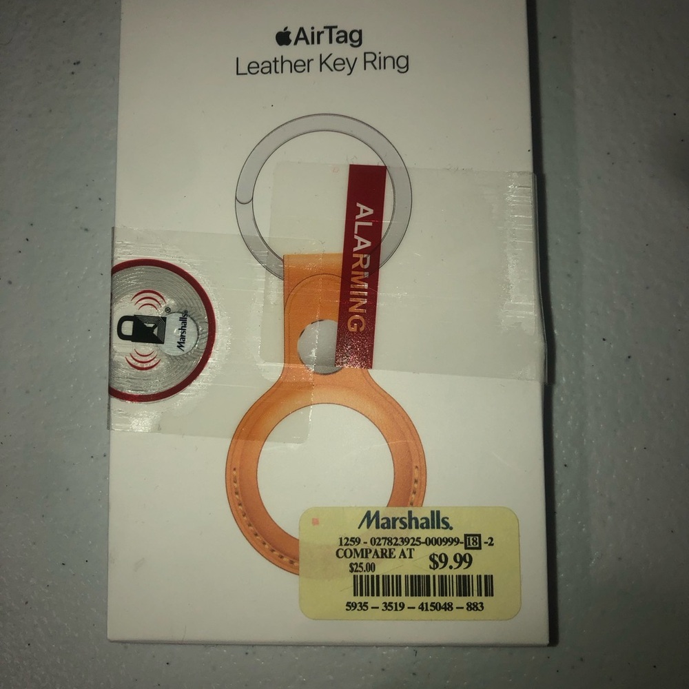 Apple Air Tag leather key ring - mustard yellow